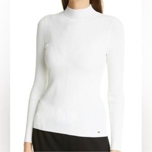 Ted Baker white taralyn long sleeve mock neck shirt size 4 Women